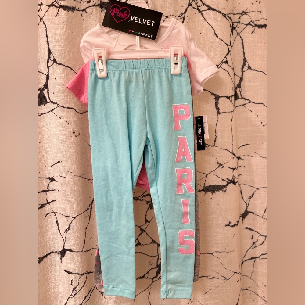 Blue and Pink Leggings with Elastic Cuffs 4 pcs set